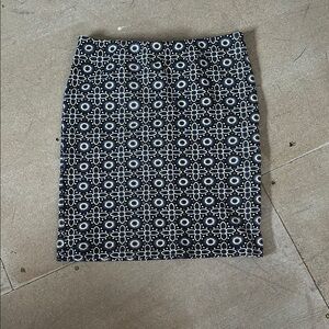 LOFT Black, Navy, and White Embellished Pencil Skirt